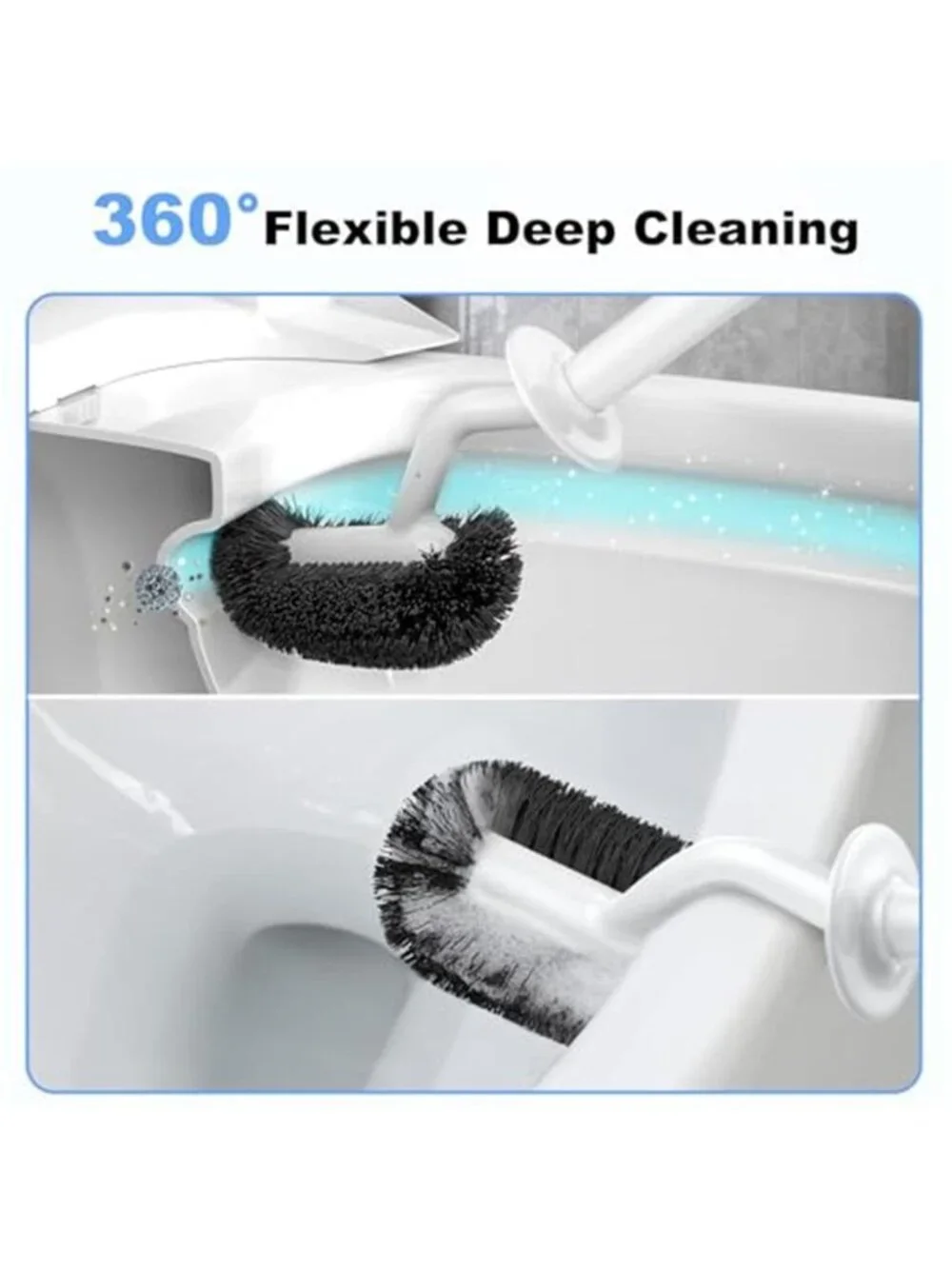 Toilet Bowl Brush And Holder Set White Bathroom Cleaning Brush Compact Scrubber